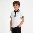 thumbnail image 1 of WELOIJEVBE Kids Boys Short Sleeve Polo Shirts Boys Uniform Shirts Casual Collared V Neck Polo Shirts Boys Boys Size 5-6 Years Shirts, 1 of 3
