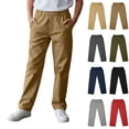 thumbnail image 1 of WELOIJEVBE Kids Uniforms for Boys Pull on Chino Pants with Pockets Straight Pants Coffee Pants for Boys Uniform Back To School Outfits for Boys Teen Preppy Clothes 13-14 Years, 1 of 5