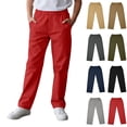 thumbnail image 1 of WELOIJEVBE Kids Uniforms for Boys Pull on Chino Pants with Pockets Straight Pants Red Uniform Pants Boys Back To School Clothes Kids Preppy Clothes 6-7 Years, 1 of 8
