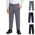 thumbnail image 1 of WELOIJEVBE Kids Uniforms for Boys Straight Pants with Pockets Pull on Chino Pants Stretch Pants Boy Grey Uniform Pants Boys Back To School Clothes Teen Boys Clothes 12-13 Years, 1 of 4