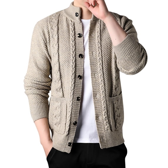 WELOIJEVBE Mens Cardigan Sweaters Men's Casual Knit Cardigan Sweater – Autumn Winter Lightweight Open Front Jacket Stylish Comfortable for Daily Wear for Men