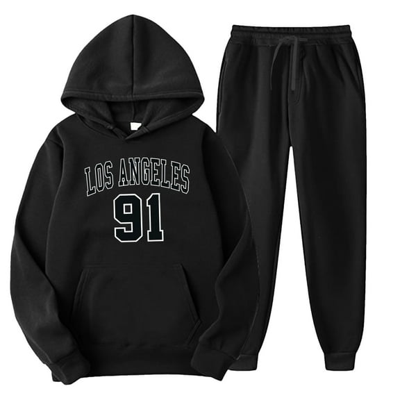 WELOIJEVBE Mens Hoodies Men and Women Autumn and Winter Fashion Casual Letter Printed Sweater Pants Sports Suit