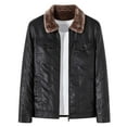 thumbnail image 1 of WELOIJEVBE Mens Leather Jacket Men's Winter Pu with Pockets Motorcycle Suit Lapel Padded Thickened Slim Jacket, 1 of 8