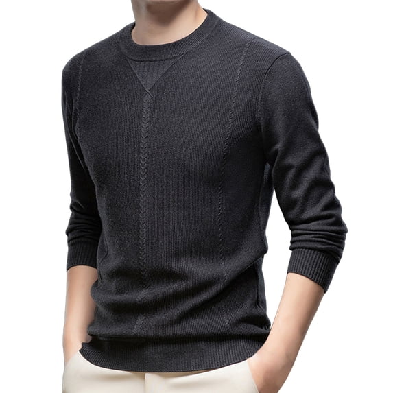 WELOIJEVBE Mens Sweater Men's Fashion Autumn/Winter 2024 Semi Turtleneck Slim Striped Top Pullover Sweater Sweaters for Men