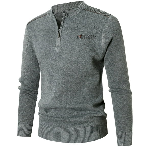 WELOIJEVBE Mens Sweaters Male Autumn and Winter Stand Up Collar Half Zip Sweater Warm Casual SWweater Top for Men
