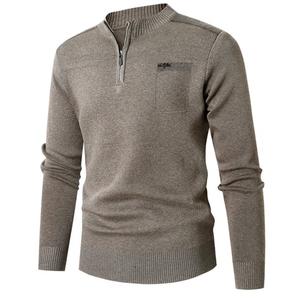 WELOIJEVBE Mens Sweaters Male Autumn and Winter Stand Up Collar Half Zip Sweater Warm Casual SWweater Top for Men