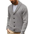 thumbnail image 1 of WELOIJEVBE Mens Sweaters Mens Shawl Collar Cardigan Sweaters Knit Textured Sweater Button Down Cardigans, 1 of 8