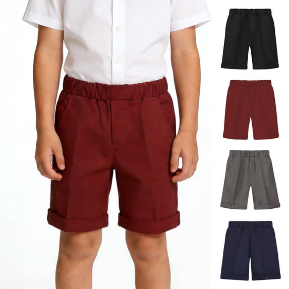WELOIJEVBE School Uniform for Boys Girls Casual Pull-On Shorts with Pockets Flat Front Boys Red Shorts Boys Back To School Clothes Teen Boys Clothes 11-12 Years
