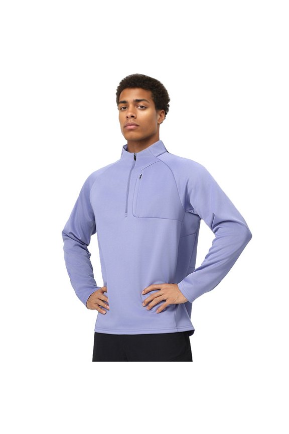 Thermal Shirts for Men Fitness T Shirt Long Sleeved Quick Drying Running Training Clothes Half Zip Slim Pullover Stand Up Collar Sports Sweater