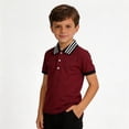 thumbnail image 1 of WELOIJEVBE Toddler Boys Short Sleeve Polo Shirts Boys School Uniform Shirts Casual Collared V Neck Boys Button down 12-18 Months Clothes for Boys, 1 of 3