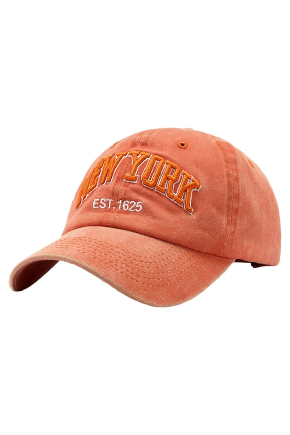 Vintage Washed Denim Baseball Cap with Embroidered Letters Unisex New York Style Dad Hat