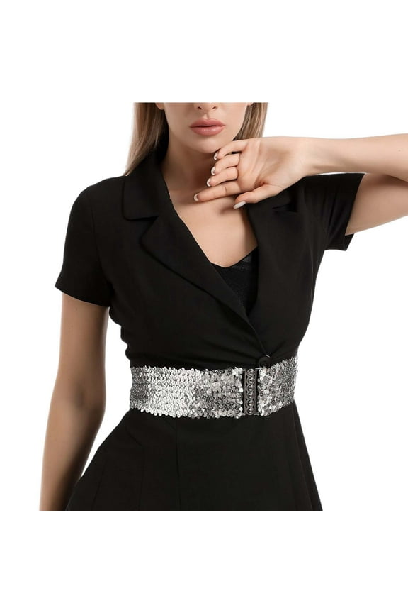 Womens Belts Sparkling Broadband Women's Metal Buckle Shining Belt for Women