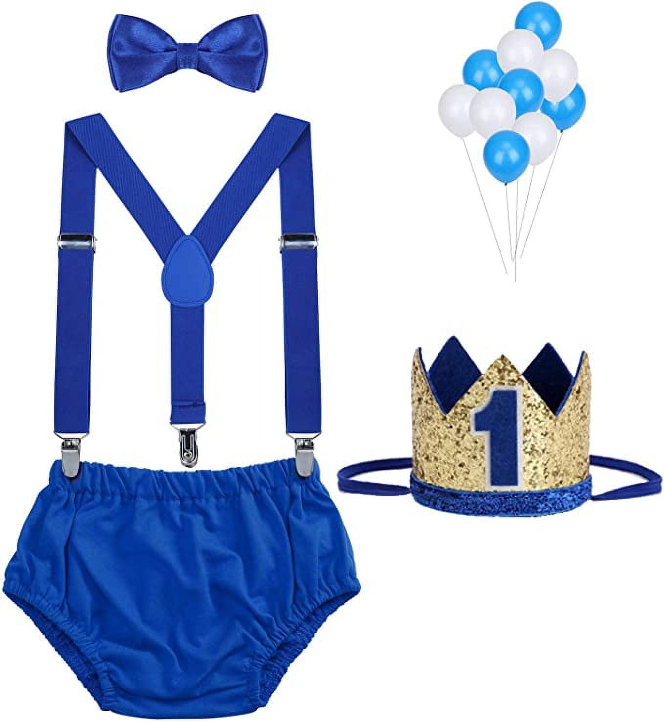 WELROG Baby Boys First Birthday Cake Smash Outfit Bow Tie Suspenders