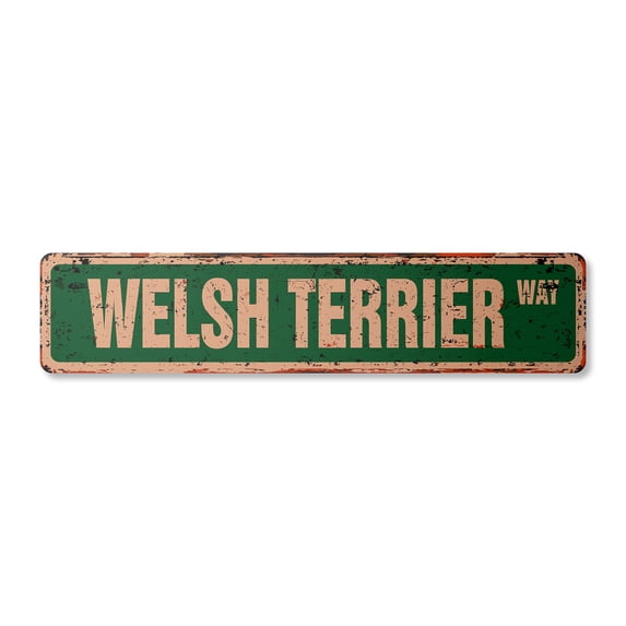 WELSH TERRIER Vintage Aluminum Street Sign dog puppy breeder pet yard rustic metal tin | Indoor/Outdoor | 30" Wide