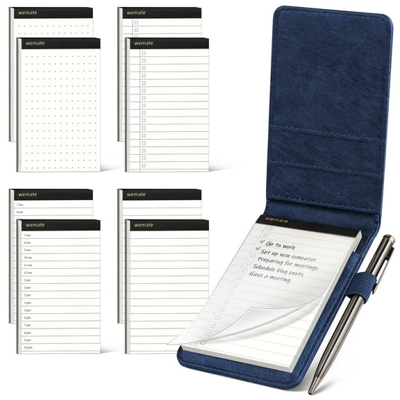 WEMATE 10 Pcs Notepad Holder Set,for Meetings, Daily Records, and Notes,Blue