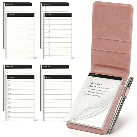 WEMATE 10 Pieces Small Notepad Holder Set Pocket -for Daily Records, 3 x 5 inch (Rose Gold)