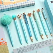 WEMATE 8Pcs Set for Journaling, Glitter Fancy Pens Gifts for Women,Blue