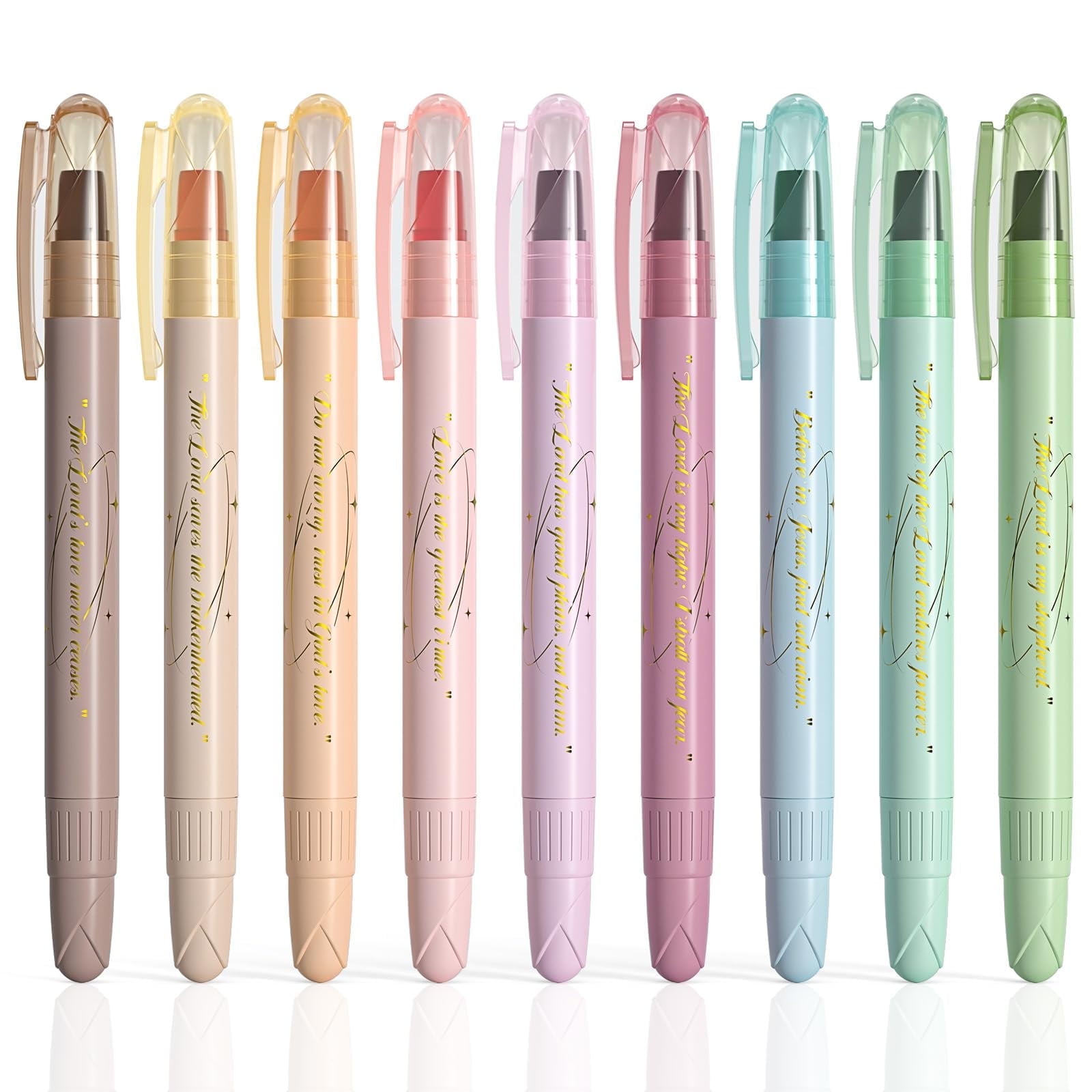 WEMATE Bible Highlighters No Bleed, 9PCS Assorted Colors Gel Highlighters Set