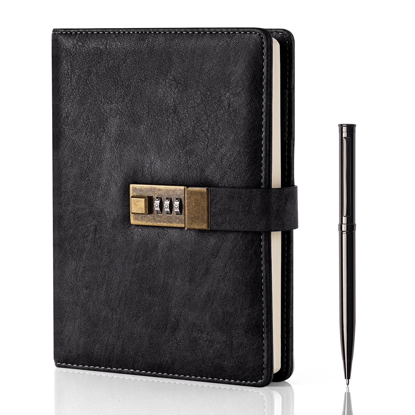 WEMATE Diary with Lock, A5 PU Leather, 240 Pages, 