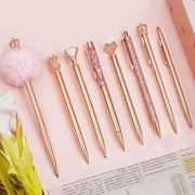 WEMATE Glitter Fancy Ballpoint Pens, Rose Gold, 1.0mm, Black/Blue Ink, 8 Pack