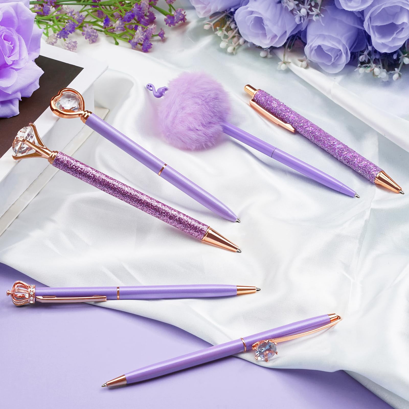 Walmart Black Friday Deals 2025 - WEMATE Glitter Fancy Pens, Rose Gold, 1.0 mm Black Blue Ink, 8 Count, Journaling Supplies