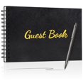 thumbnail image 1 of WEMATE Guest Book for Wedding, Simply Elegant Leather Memorial Guestbook, Sign-in Book Black 7" x10″, 1 of 6