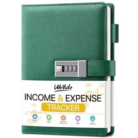 WEMATE Income & Expense Accounting Ledger Book, 8.6"x5.8", Green