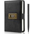 thumbnail image 1 of WEMATE Journal with Lock, Password Journal Kit, A6 PU Leather Journal with Gift Box, Lock Diary (Black), 1 of 6
