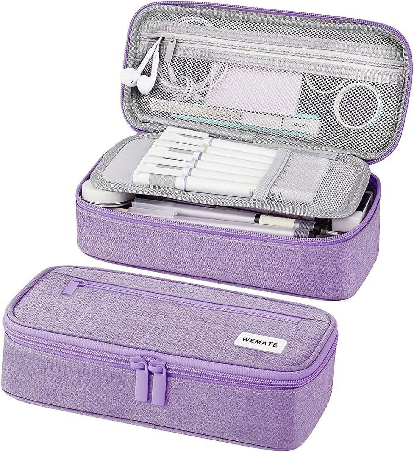 WEMATE Large Pencil Case, Canvas Pencil Cases with Zipper 
