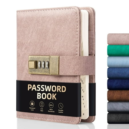 WEMATE Password Book with Lock, Password Book with Alphabetical Tabs 600+ Password Spaces (4.3X 6.18in) Pink