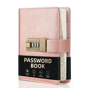 WEMATE Password Book with Lock and Alphabetical Tabs 208 pages For Older,Adults 4.33 X 6.18 inch Rose Gold