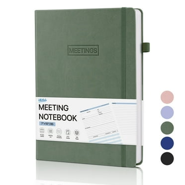 WEMATE Simplified Meeting Notebook for Work, Hardcover Meeting Notes Notebook for Work- Olive Green