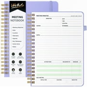 WEMATE Simplified Meeting Notebook for Work with Action Items 200 Pages, B5 (10" × 7") - Light Purple