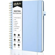 WEMATE Spiral Notebook, Blue Notebook, PU Leather Hardcover Notebook, 200 Pages, B5 (10" × 7")