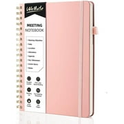 WEMATE Spiral Notebook, Pink Notebook, PU Leather Hardcover Notebook,B5 (10" × 7")