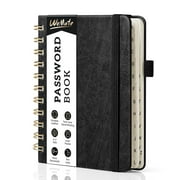 WEMATE Spiral Password Book with Alphabetical Tabs, Small Password Keeper Book ,Internet Password Notebook Hardcover Password Journal Logbook – 4.7''x 6'' (Black)