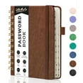 thumbnail image 1 of WEMATE Spiral Password Book with Alphabetical Tabs, Small Password Keeper Book for Seniors – 4.7''x 6'' (Brown), 1 of 9