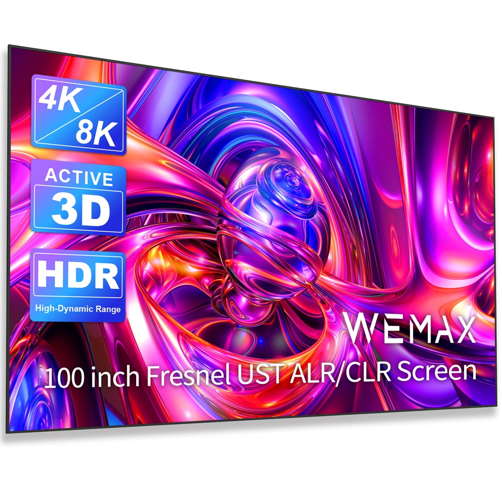 WEMAX ALR Projector Screen 100" inch for UST Ultra Short Throw Projector, 8K/4K UHD 16:9 Free Edge & Fixed Frame, Ceiling Light Rejecting Ambient Light Rejecting Screen for Home Theater