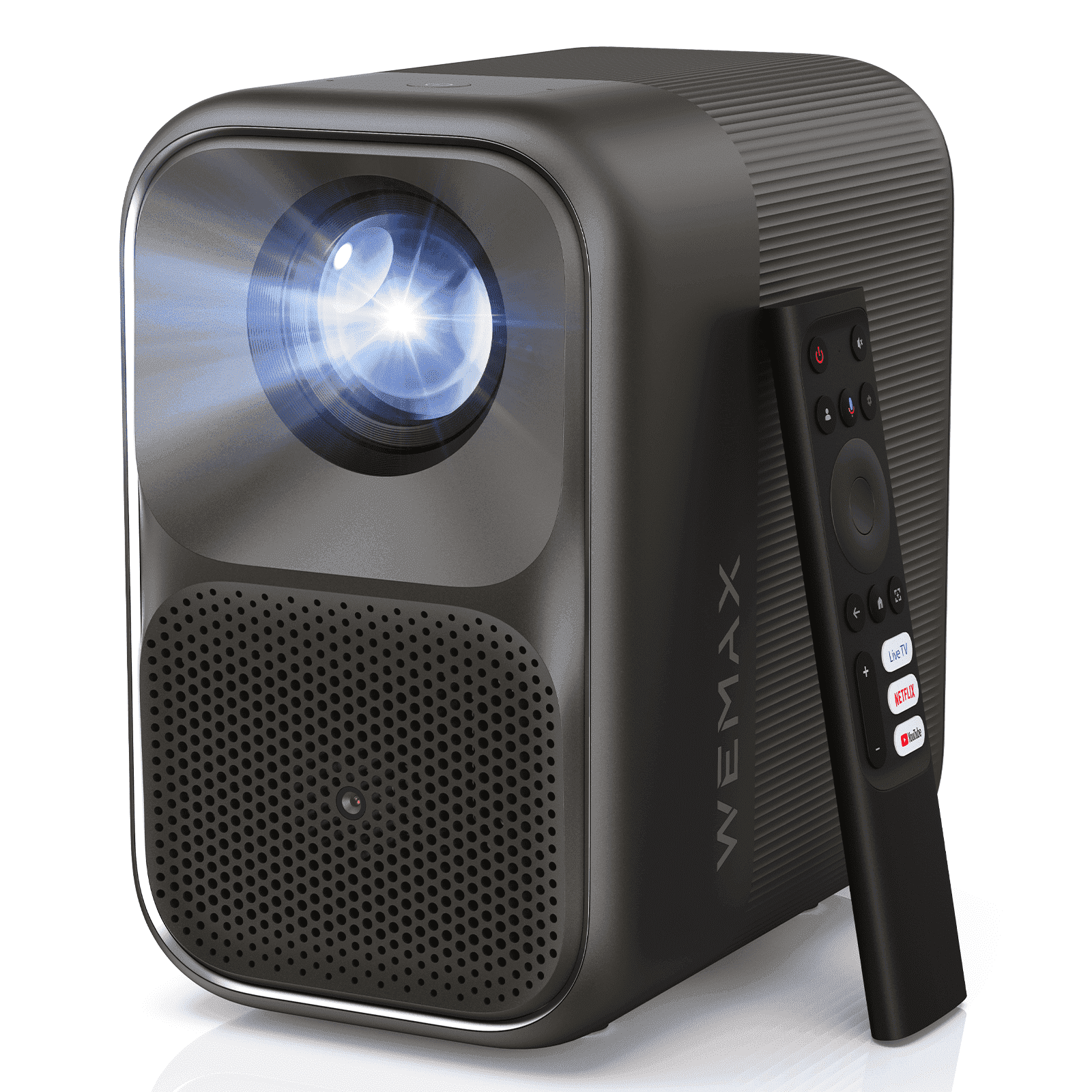 WEMAX Smart Projector 4K Support, Licensed Google TV, MEMC & HDR10 & Dolby Audio, Smart Screen Alignment, 500 ISO WiFi Bluetooth Outdoor Movie Projector