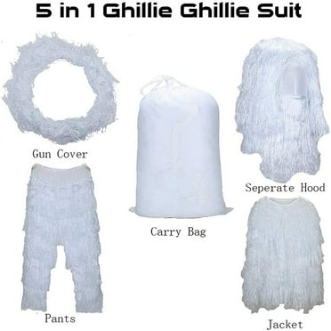 WEMDBD 5 In 1 Ghillie Suit, 3D Camouflage Hunting Apparel Including Jacket, Pants, Hood, Carry Bag