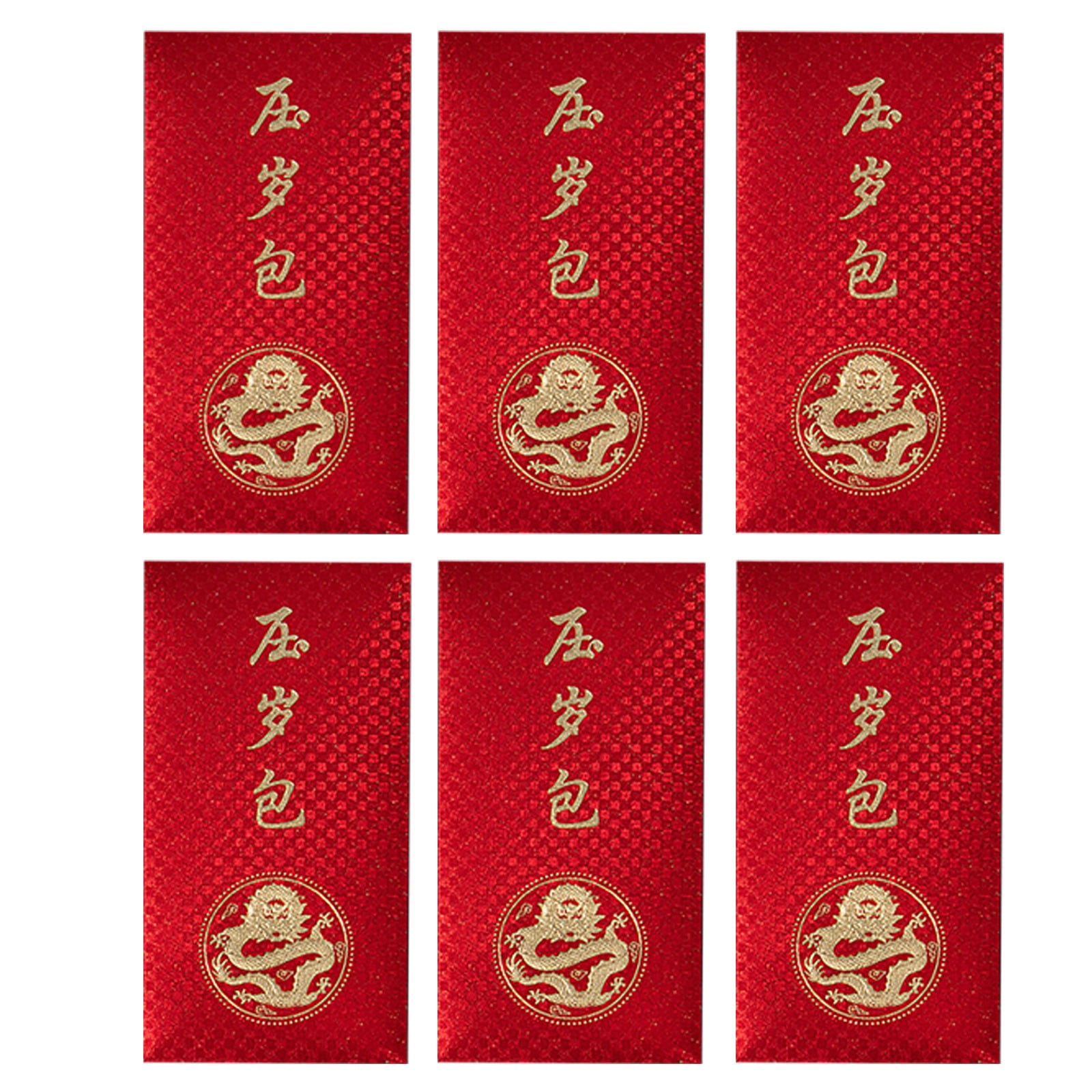 WEMDBD 6pc Red Envelopes Chinese New Year Dragon Lunar New Year Of The