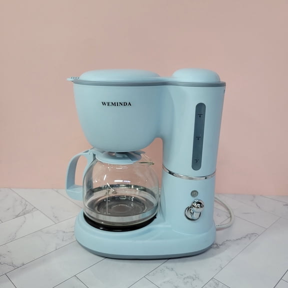 WEMINDA Electric Coffee Brewers, Light Blue Drip Electric Coffee Maker, Automatic Keep Warm Drip Coffee Machine for Home Office