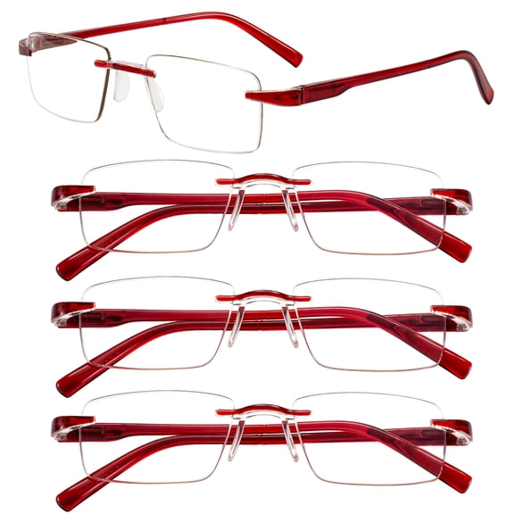 WEMOOMOOTANTS 4 Packs Red Reading Glassses 1.0 for Women Men Rimless Lightweight Readers 1.00 1.5 2.0 2.5 3.0 3.5