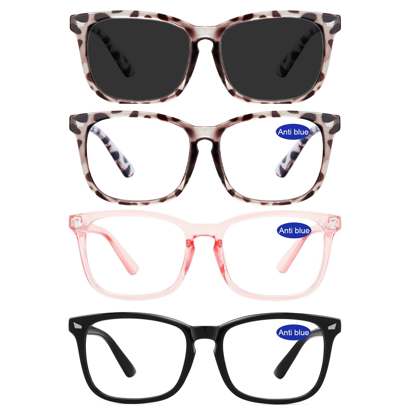 WEMOOTANTS 1 Pair of Big Reading Sunglasses for Women 3 Packs Blue Light Blocking Readers 1.00 1.25 1.50 1.75 2.00 2.25 2.50 2.75 3.00 3.50 4.00 (225)