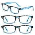 thumbnail image 1 of WEMOOTANTS 3 Packs Blue Reading Glasses for Men Rectangular Spring Hinges 2.75 Readers 1.0 1.25 1.5 1.75 2.0 2.25 2.5 2.75 3.0 3.5 4.0 5.0 6.0, 1 of 6