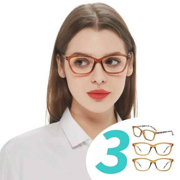 WEMOOTANTS 3 Packs Brown Reading Glasses 2.0 for Women Designer Square Readers with Spring Hinges 1.0 1.25 1.5 1.75 2.00 2.25 2.5 2.75 3.0 3.5 4.0 5.00 6.00