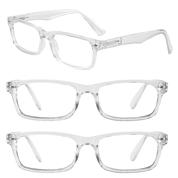 WEMOOTANTS 3 Packs Clear Reading Glasses for Men Rectangular Spring Hinges 2.75 Readers 1.0 1.25 1.5 1.75 2.0 2.25 2.5 2.75 3.0 3.5 4.0 5.0 6.0