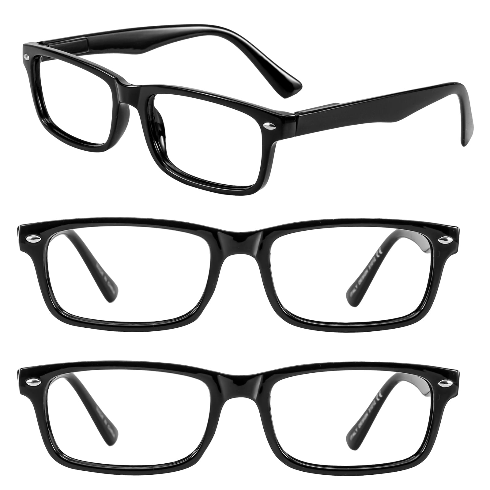 WEMOOTANTS 3 Packs Reading Glasses 1.75 for Men Black Rectangle Readers 1.0 1.25 1.5 1.75 2.0 2.25 2.5 2.75 3.0 3.5 4.0 5.0 6.0