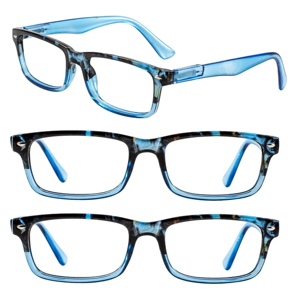WEMOOTANTS 3 Packs Reading Glasses 2.5 Men Rectangle Blue Readers 1.0 1.25 1.5 1.75 2.0 2.25 2.5 2.75 3.0 3.5 4.0 5.0 6.0