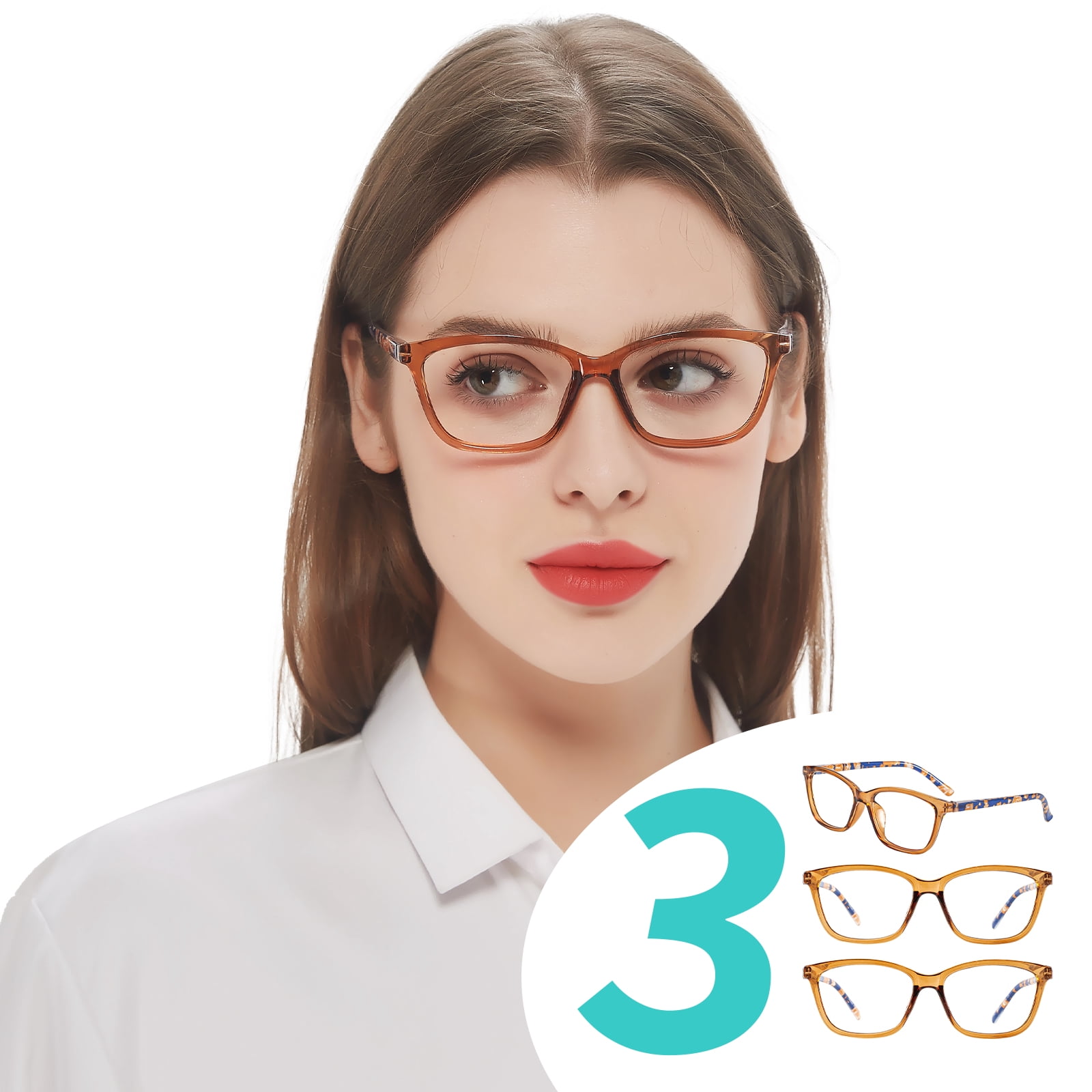 WEMOOTANTS 3 Packs Reading Glasses 2.5 for Women Square Brown Readers with Yellow and Black Check Temples 1.0 1.25 1.50 1.75 2.0 2.25 2.50 2.75 3.0 3.5 4.0 5.00 6.00